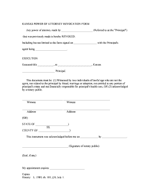 Kansas Power of Attorney Revocation Form