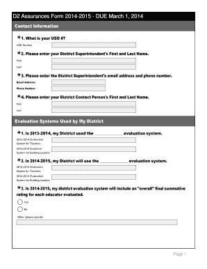 D2 Assurances Form 2014-2015