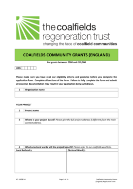 Coalfields Community Grants Application Form