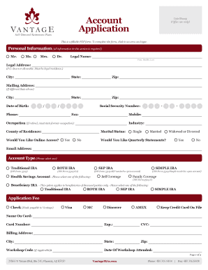 Vantage IRA Application Form