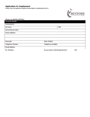 UK Employment Application Form