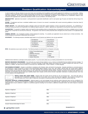 Resident Qualification Acknowledgment