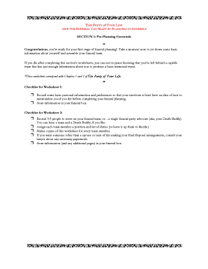 Funeral Planning Worksheet