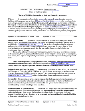University of California Waiver of Liability