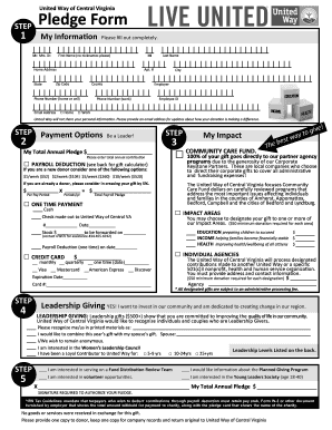 United Way of Central Virginia Pledge Form