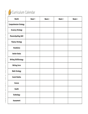 CAFE Book Curriculum Calendar