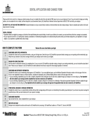 Dental Application and Change Form