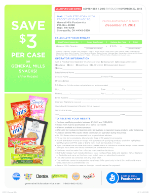 General Mills Snacks Rebate Form