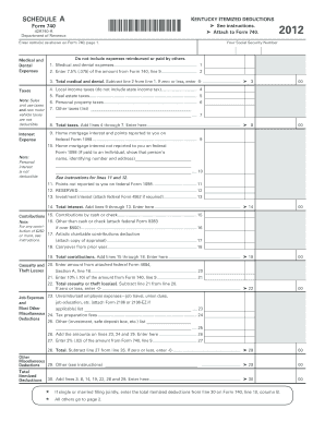 Kentucky Itemized Deductions Form 740 Schedule A