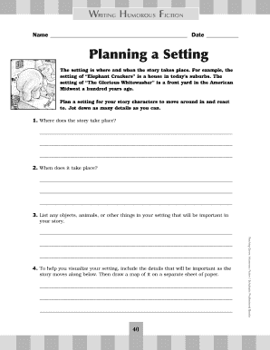 Writing Humorous Fiction Worksheet