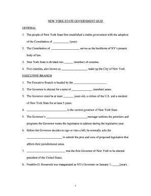 New York State Government Quiz