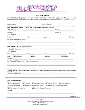 Appraisal Order Form