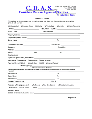 Appraisal Order Form