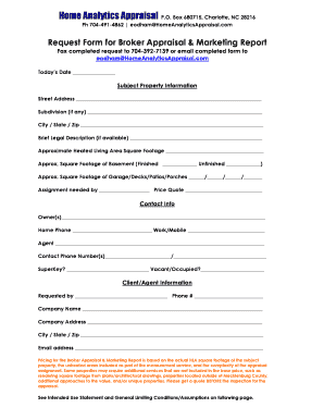 Request Form for Broker Appraisal & Marketing Report