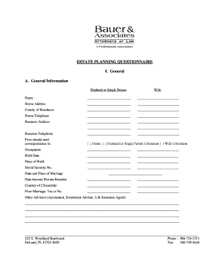 Estate Planning Questionnaire