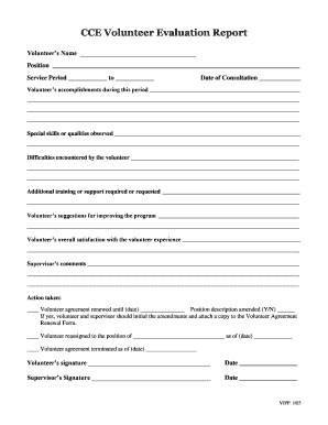 CCE Volunteer Evaluation Report