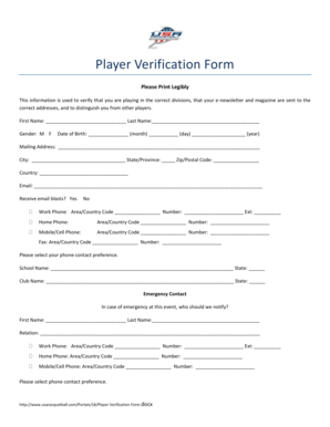 Player Verification Form