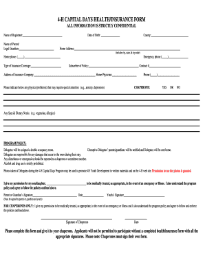 4-H Capital Days Health/Insurance Form