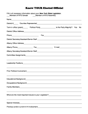 New York State Legislator Information Form