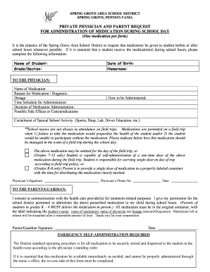 Spring Grove Medication Administration Request Form