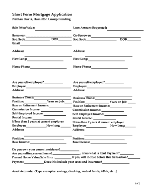 Mortgage Application Form