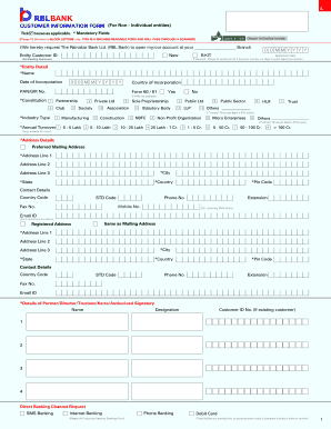 RBL Bank Account Opening Form