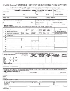 Florida Automobile Joint Underwriting Association Change Request Form
