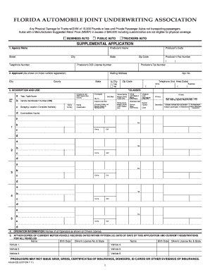 Florida Automobile Joint Underwriting Association Supplemental Application