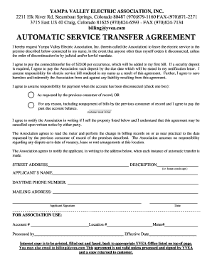 Automatic Service Transfer Agreement