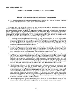 West Bengal Lump Sum Tender and Contract for Works