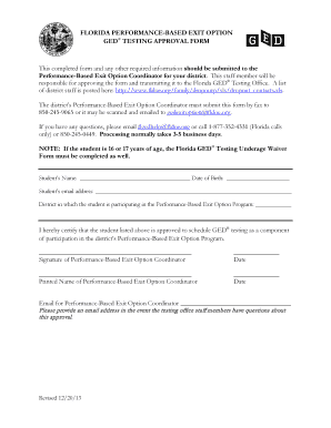 Florida GED Testing Approval Form