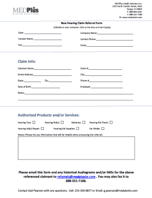 New Hearing Claim Referral Form