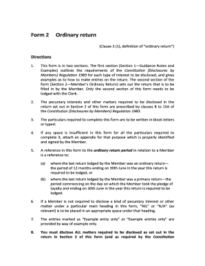 Constitution Ordinary Return Form