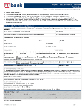 Express Fleet Commercial Fleet Card Application