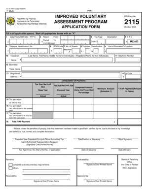 BIR Form 2115 IVAP Application
