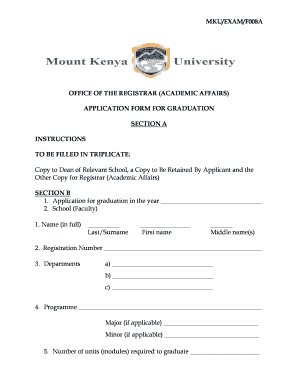 Application Form for Graduation