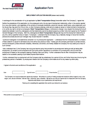 Sokil Transportation Group Employment Application Waiver
