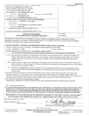 California Deposition Subpoena for Business Records