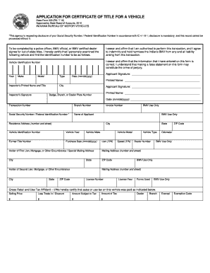 Indiana Vehicle Title Application