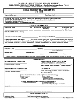 Intra-District Transfer Form