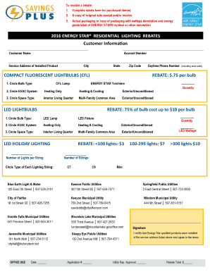 2016 Energy Star Residential Lighting Rebate Form