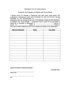Diocese Volunteer Clearance Form