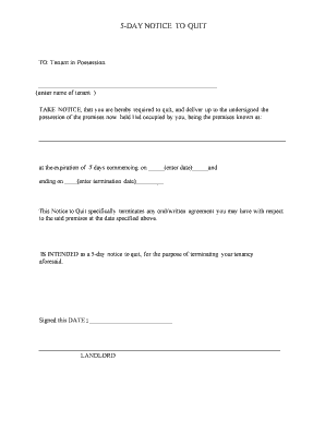 5-Day Notice to Quit