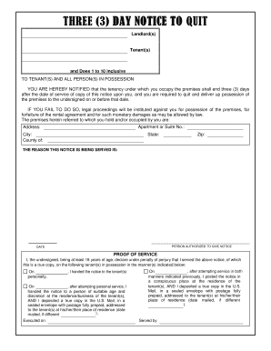 Three Day Notice to Quit