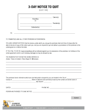 3-Day Notice to Quit