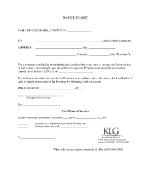 Colorado Notice to Quit
