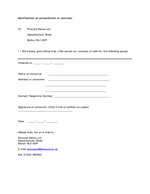 Contract Cancellation Notice