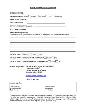 Right to Know Request Form