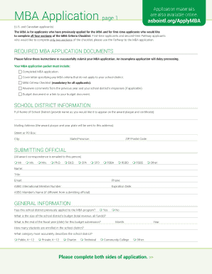 Fillable Online asbointl Meritorious Budget Award - asbointlorg Fax Email Print - pdfFiller