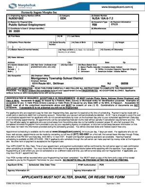 New Jersey Public School Employment Fingerprint Form